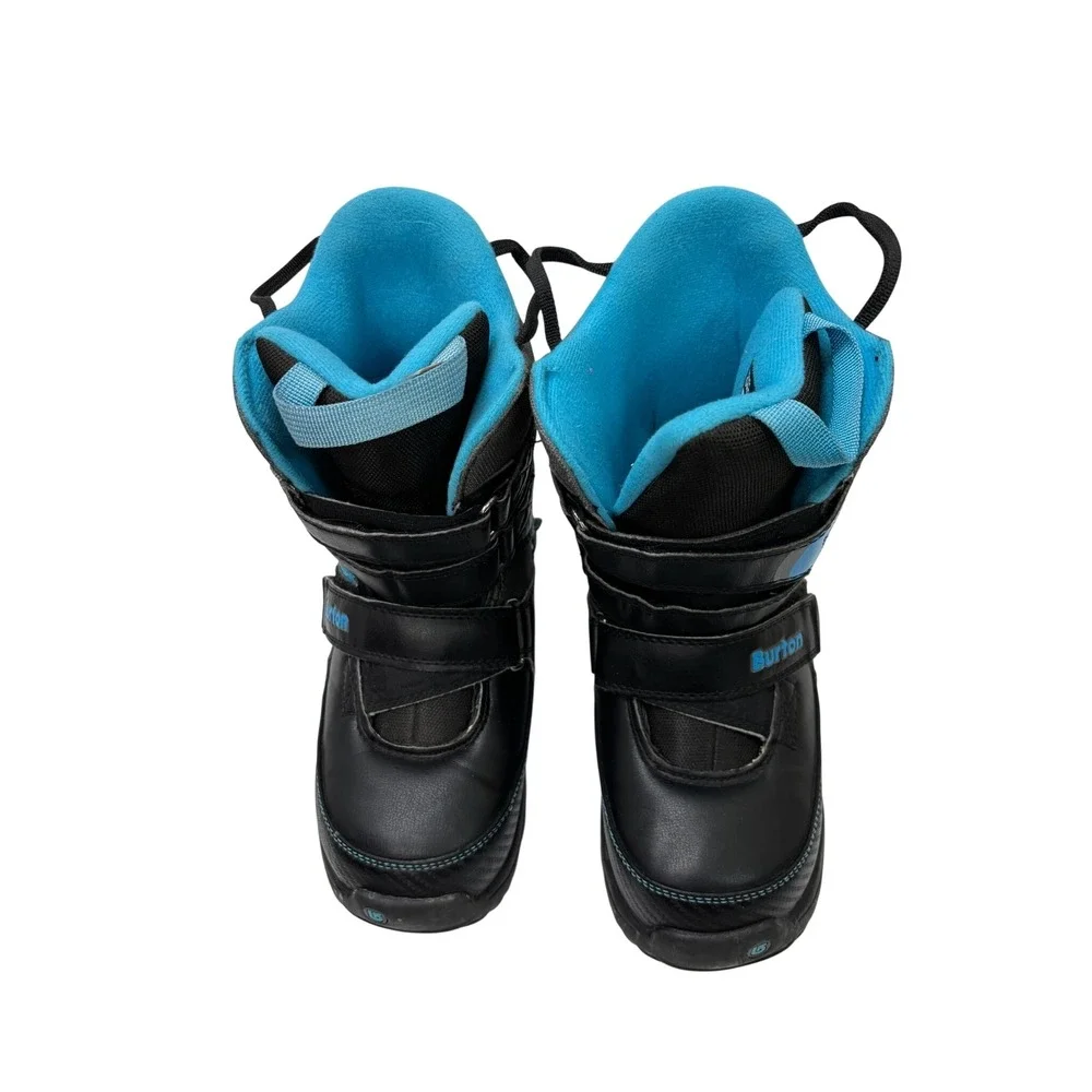 Burton Youth Grom Snowboard Boots Black Blue Gray Kids Size 4 US